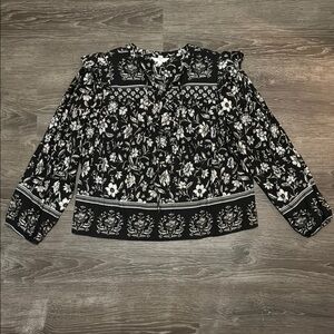 Floral Black and White Women's Top